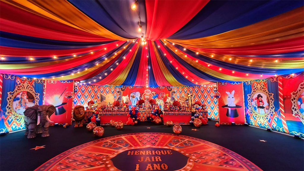 casa de festa infantil decor tema circo